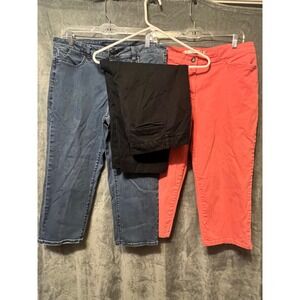 Talbots Bill Blass Womens 14P Petite Cropped Pants Jeans Bundle Blue Black Coral